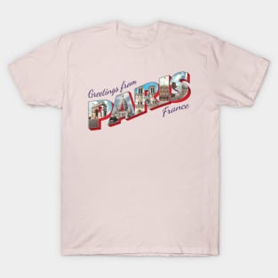 Greetings from Paris in France Vintage style retro souvenir T-Shirt